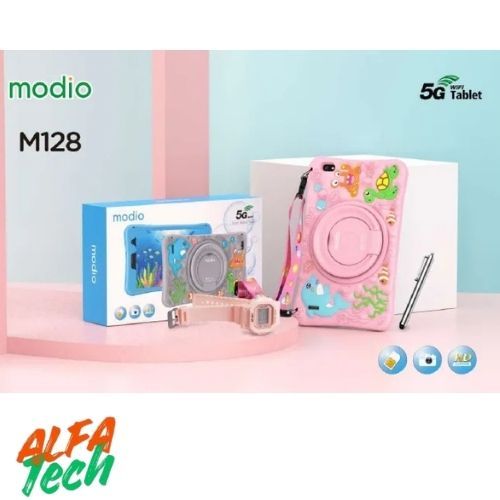 Kids Tablet Modio M128 – 8 Inch Android | 256GB + 6GB RAM | 5G SIM + WiFi | Silicone Case | Pre-Installed Games, Educational Apps, YouTube | Online Gaming & Study Tablet (2025 Model)