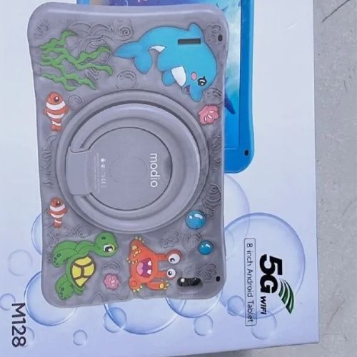 Kids Tablet Modio M128 – 8 Inch Android | 256GB + 6GB RAM | 5G SIM + WiFi | Silicone Case | Pre-Installed Games, Educational Apps, YouTube | Online Gaming & Study Tablet (2025 Model)