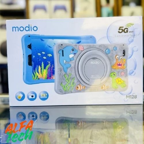 Kids Tablet Modio M128 – 8 Inch Android | 256GB + 6GB RAM | 5G SIM + WiFi | Silicone Case | Pre-Installed Games, Educational Apps, YouTube | Online Gaming & Study Tablet (2025 Model)
