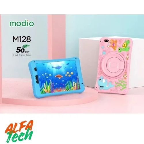 Kids Tablet Modio M128 – 8 Inch Android | 256GB + 6GB RAM | 5G SIM + WiFi | Silicone Case | Pre-Installed Games, Educational Apps, YouTube | Online Gaming & Study Tablet (2025 Model)
