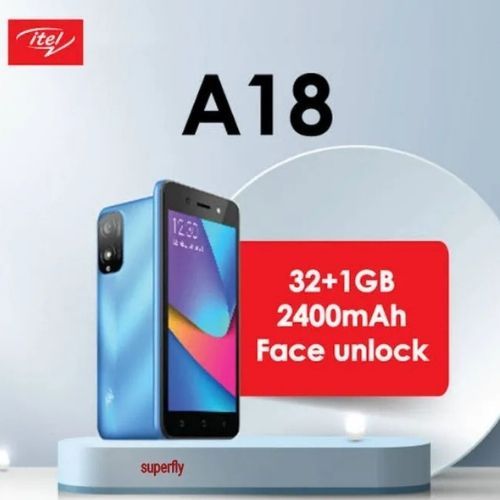 Itel A18 – 32GB ROM + 1GB RAM, 5.0" Display, Android 11 (Go), 2400mAh Battery, Dual SIM, 5MP Camera, Quad-Core Processor, Smart 4G Smartphone – Black/Blue