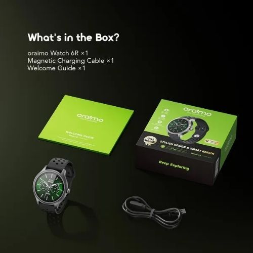 Oraimo Watch 6R Smart Watch 1.39” HD TFT, Bluetooth Calls, Heart Rate & SpO2, IP68 Waterproof, 7-Day Battery – Christmas Offer
