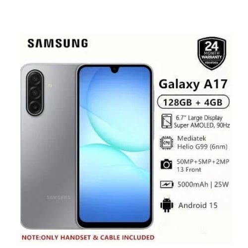 Samsung Galaxy A17 (A17 Samsung) 128GB ROM + 4GB RAM, 6.7" Super AMOLED Display, 4G/LTE Dual SIM [EASTER OFFERS], SAMSUNG A17 128/4