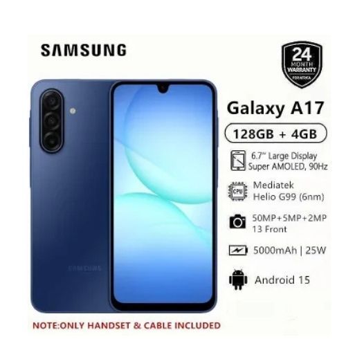 Samsung Galaxy A17 (A17 Samsung) 128GB ROM + 4GB RAM, 6.7" Super AMOLED Display, 4G/LTE Dual SIM [EASTER OFFERS], SAMSUNG A17 128/4