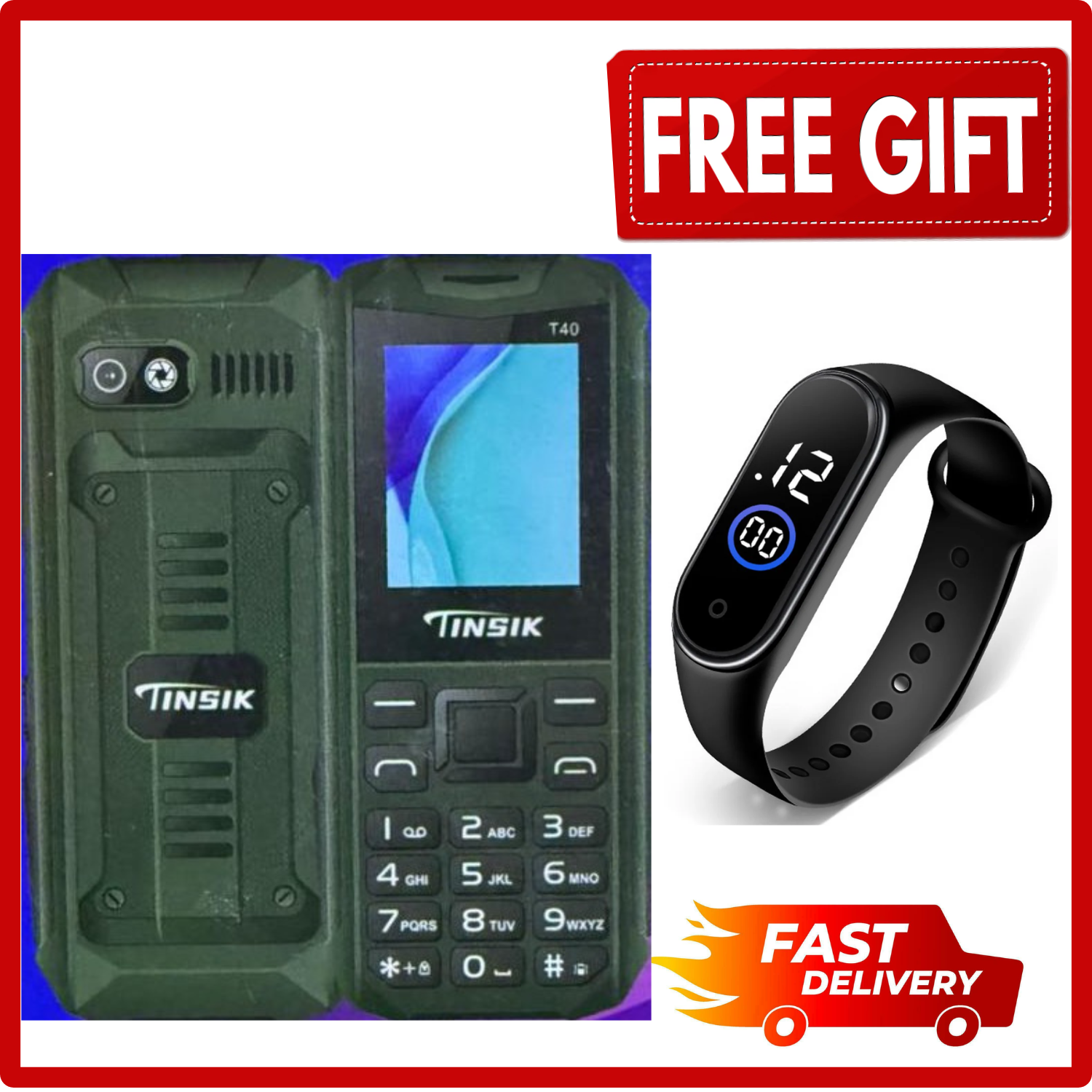 LIMITED DEALS Tinsik T40 1.77'' screen 800 mAh battery Dual sim suport wireless FM radio Big torch light and its a classic kambambe design featured phone