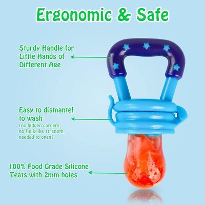 Baby Food Feeder Fruit Feeder Pacifier Infant Teething Toy Teether Includes Additional Silicone