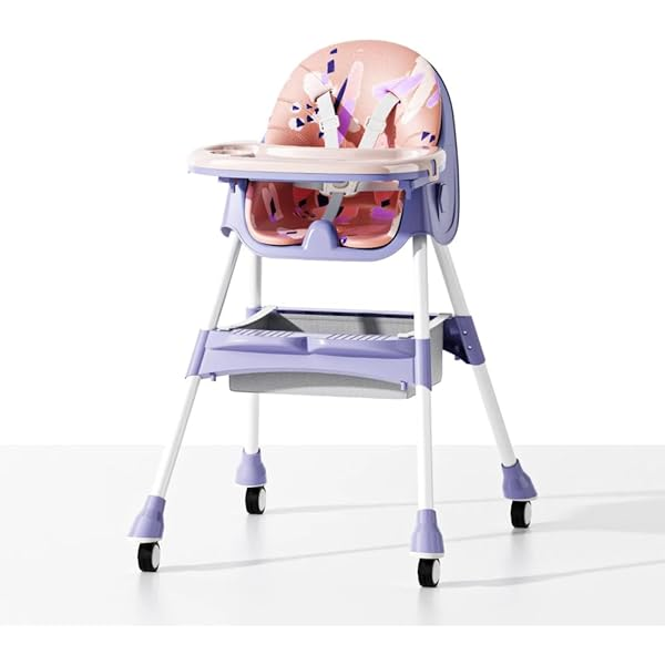 Baby High Chair, 5 in 1 High Chairs for Babies and Toddlers, Travel Foldable High Chair with Foot Rest, Detachable PU Cushion, Double Removable Tray, Adjustable Height
