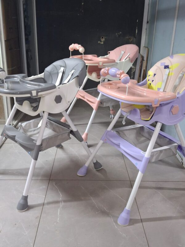 Baby High Chair, 5 in 1 High Chairs for Babies and Toddlers, Travel Foldable High Chair with Foot Rest, Detachable PU Cushion, Double Removable Tray, Adjustable Height