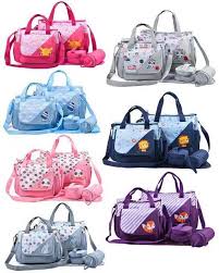 5 Pcs Multifunctional Set Baby Changing Diaper Nappy Bag Maternity Mummy Handbag big size waterproof with assorted cartoon decoration