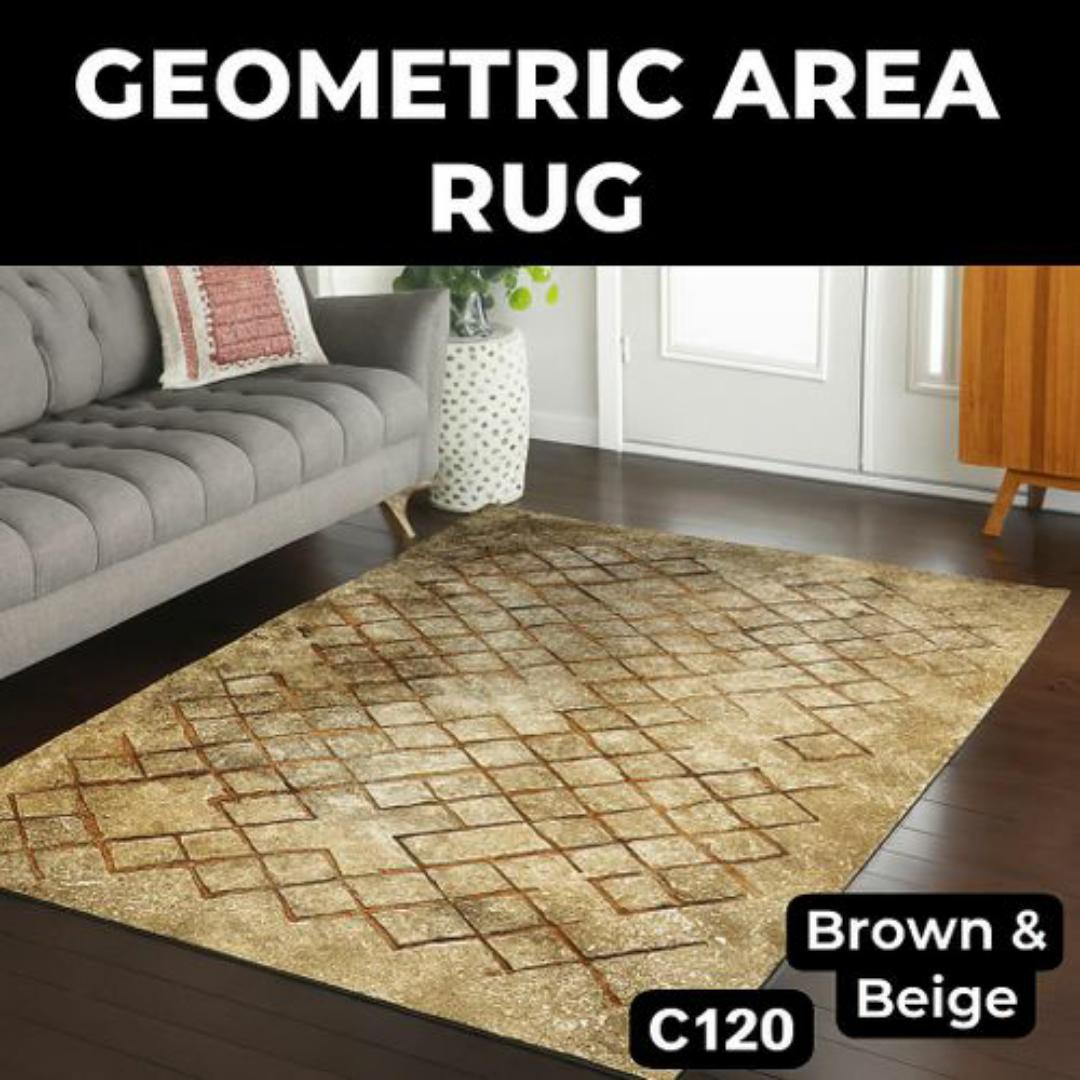 Mac Carpet Luxury Geometric Area Rug – Soft Textured Carpet for Living Room & Bedroom - Rosetta Carpets - Brown & Beige Diamond Pattern Floor Mat