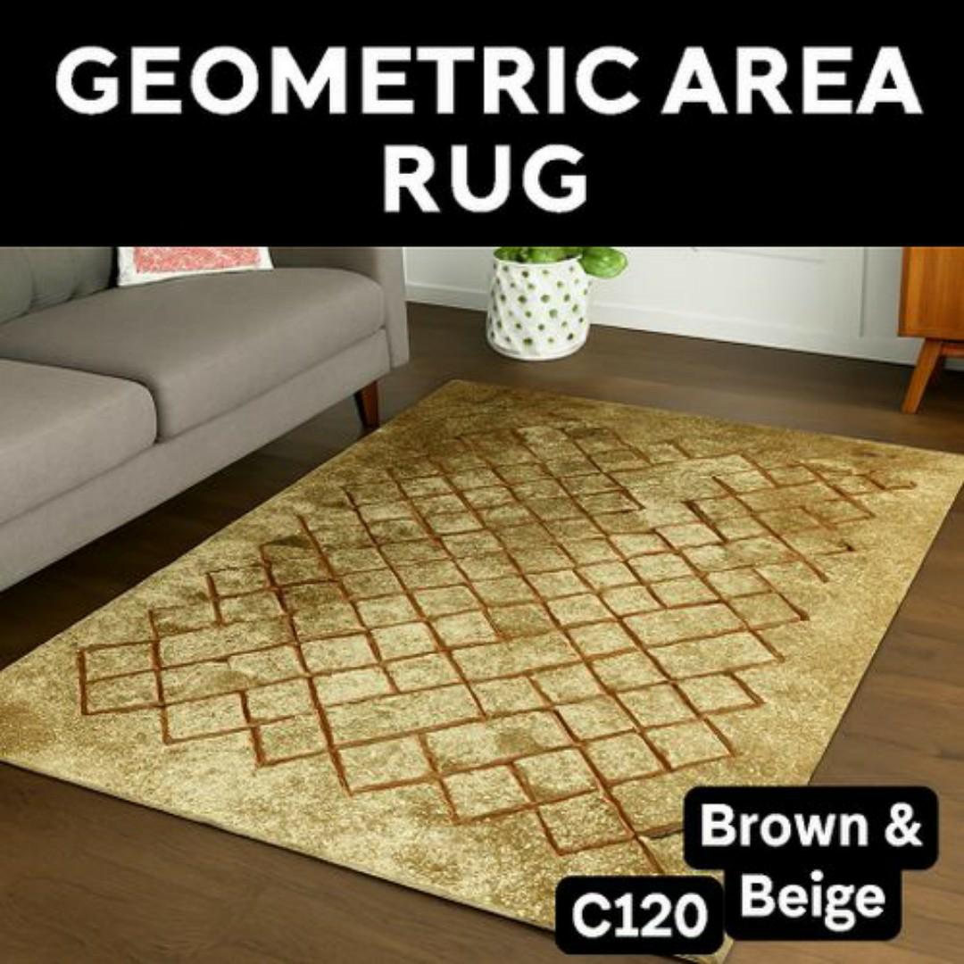 Mac Carpet Luxury Geometric Area Rug – Soft Textured Carpet for Living Room & Bedroom - Rosetta Carpets - Brown & Beige Diamond Pattern Floor Mat