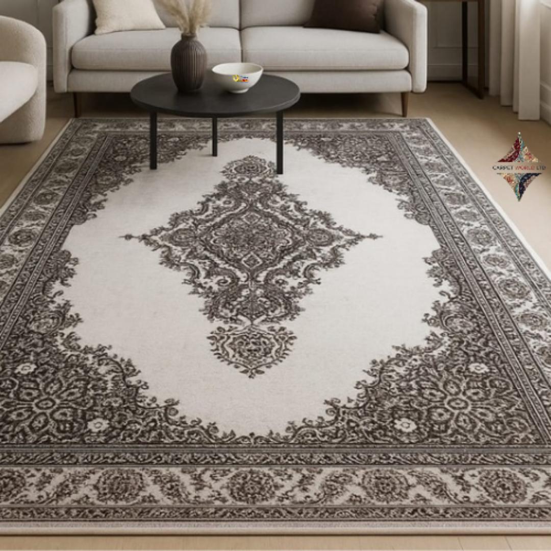 Mac Carpet Luxury Turkish Style Area Rug – Anti-Slip, Easy-Clean, Elegant Medallion & Floral Pattern Carpet – Premium Quality Home Décor Carpets