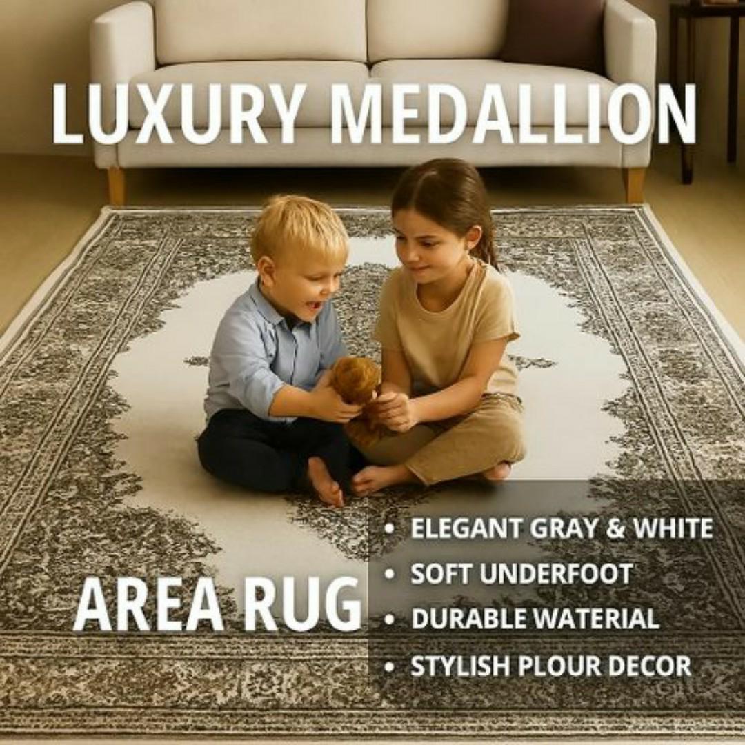 Mac Carpet Luxury Turkish Style Area Rug – Anti-Slip, Easy-Clean, Elegant Medallion & Floral Pattern Carpet – Premium Quality Home Décor Carpets