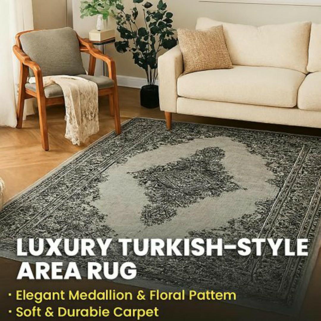 Mac Carpet Luxury Turkish Style Area Rug – Anti-Slip, Easy-Clean, Elegant Medallion & Floral Pattern Carpet – Premium Quality Home Décor Carpets