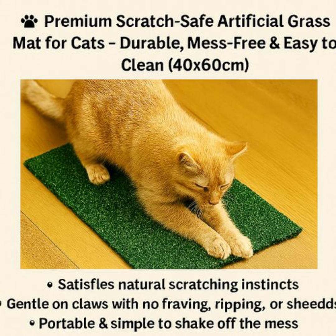 Mac Carpet Cat Scratching Post & Sleeping Mat - Premium Scratch-Safe Artificial Grass Mat for Cats – Durable, Mess-Free & Easy to Clean (40x60cm