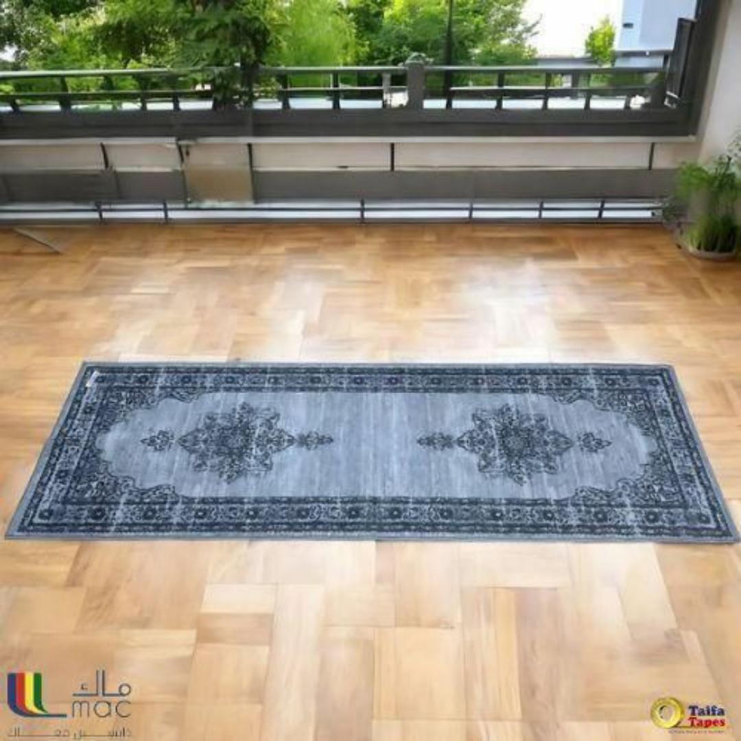 Mac Carpet Luxury Turkish Style Corridor Runner Rug - 80 x 240 cm - Elegant Blue & Grey Floral Pattern Carpet - Non Slip, Easy Clean Carpets for Living Room, Hallway & Balcony