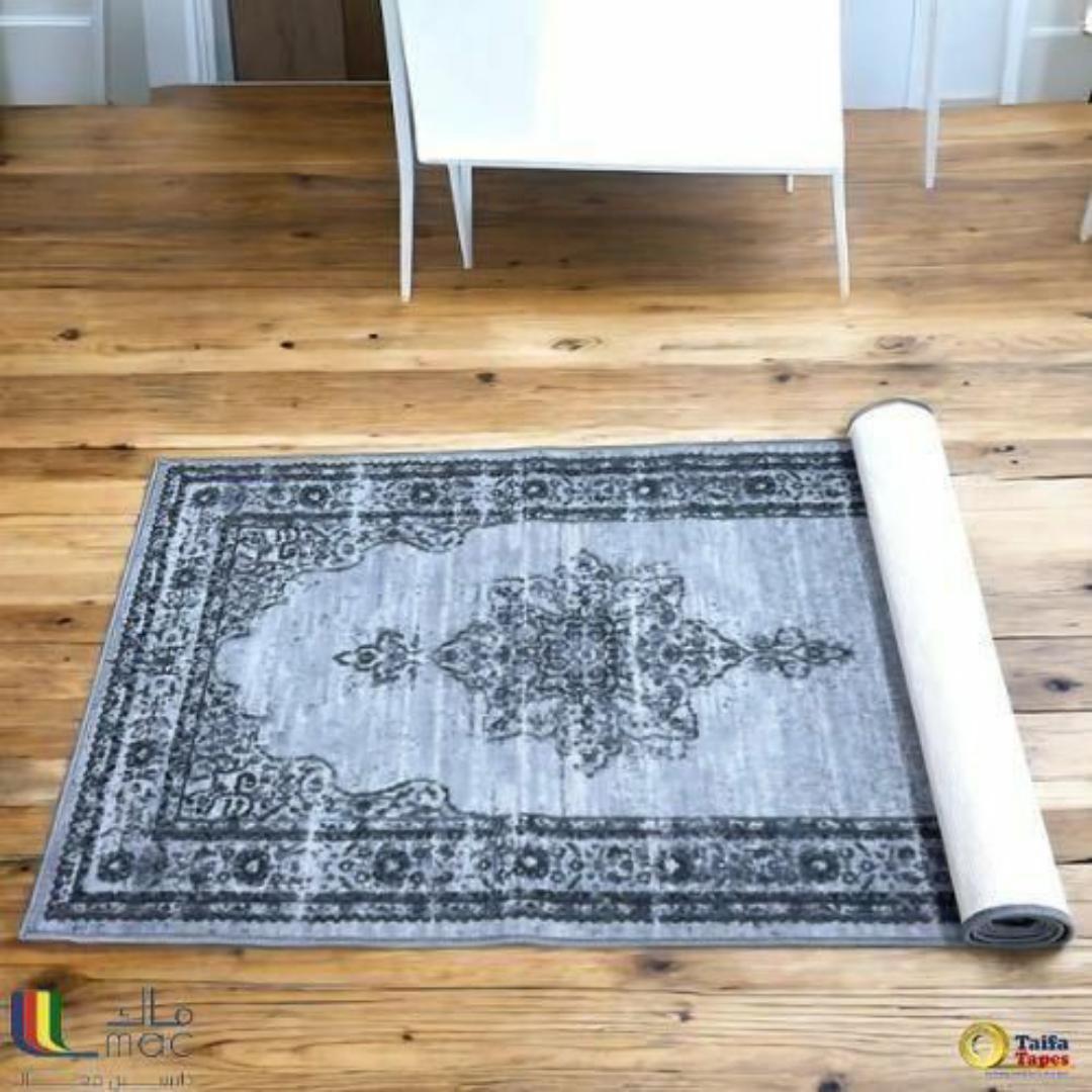 Mac Carpet Luxury Turkish Style Corridor Runner Rug - 80 x 240 cm - Elegant Blue & Grey Floral Pattern Carpet - Non Slip, Easy Clean Carpets for Living Room, Hallway & Balcony