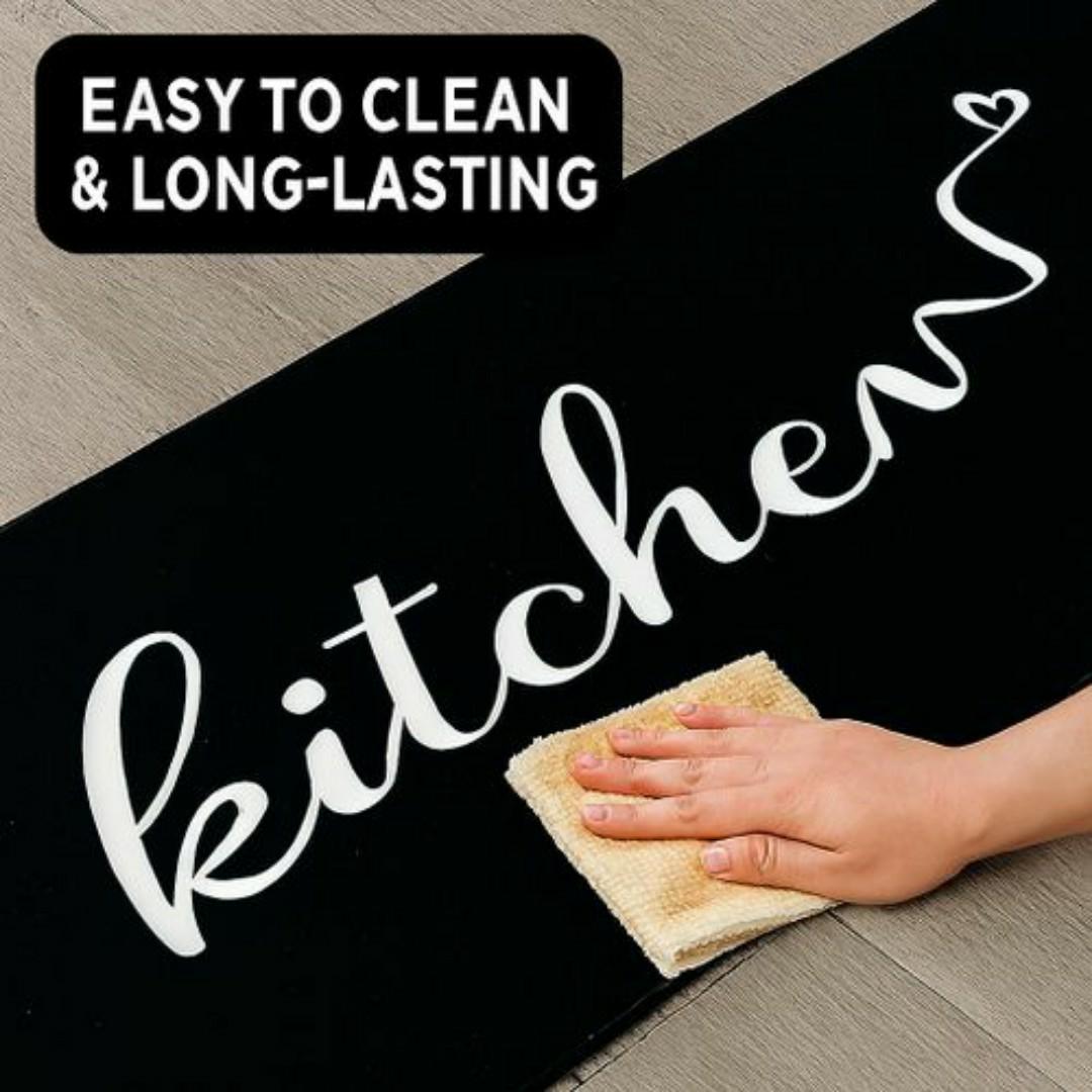 Mac Carpet Kitchen Floor Mat 65x180cm – Anti-Slip, Waterproof, Easy-to-Clean Decorative Rug with Stylish Kitchen Design – Black & White Carpet - Carpets Decor Mats