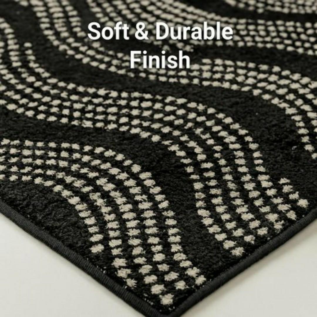 Mac Carpet by Carpet World - Elegant 3D Black & White Wave Pattern Carpet – Modern Carpets Living Room & Bedroom Floor Rug, Durable & Easy to Clean