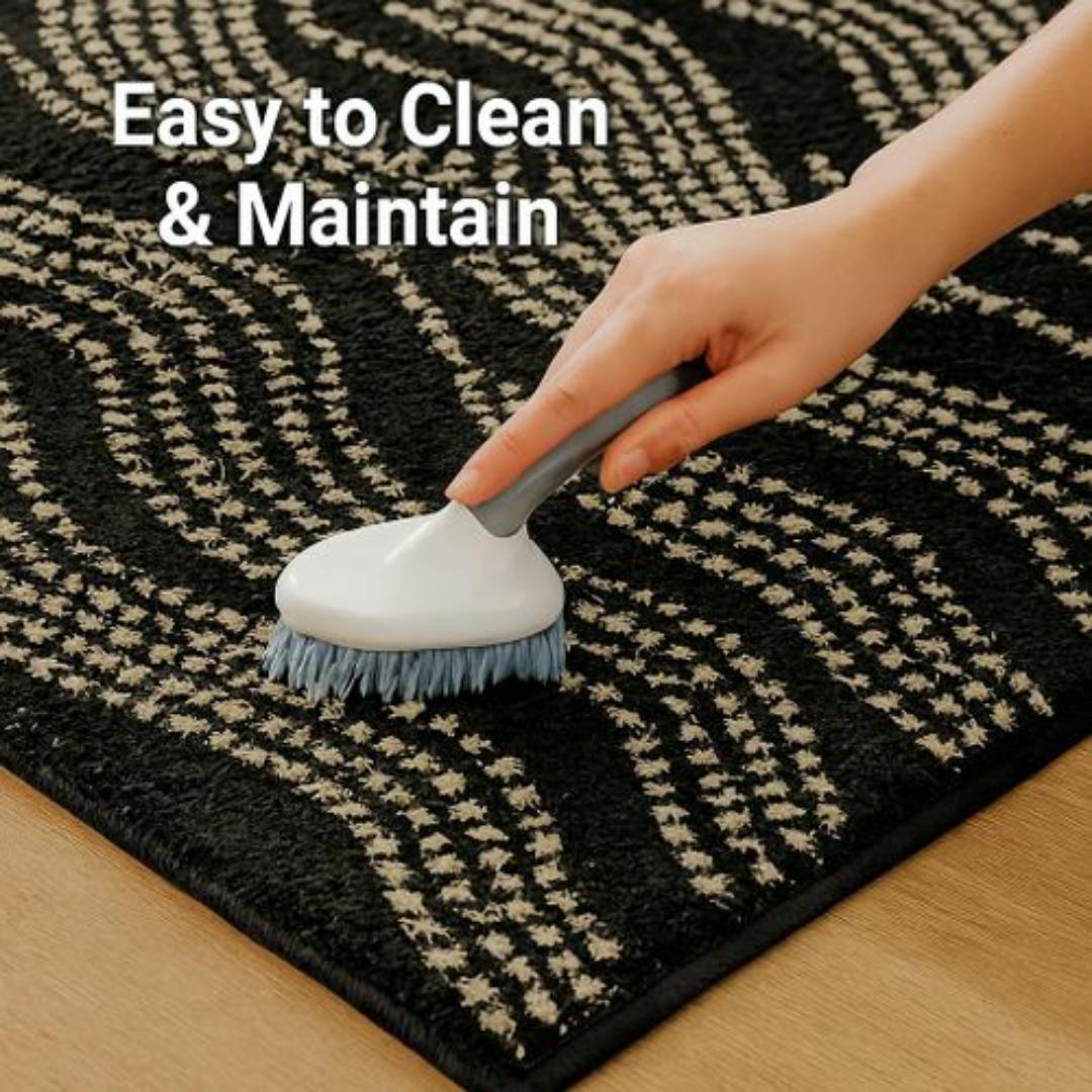 Mac Carpet by Carpet World - Elegant 3D Black & White Wave Pattern Carpet – Modern Carpets Living Room & Bedroom Floor Rug, Durable & Easy to Clean