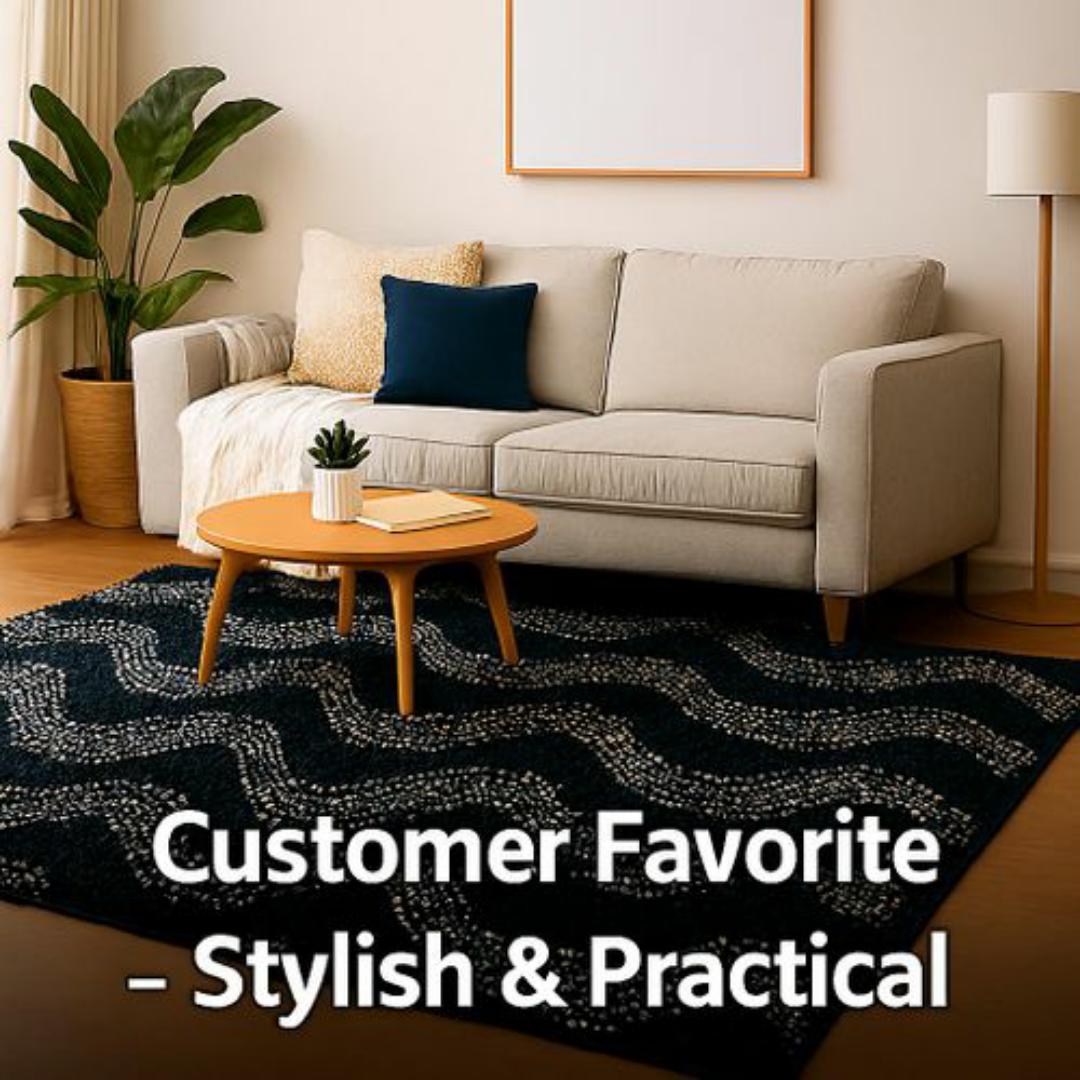 Mac Carpet Luxury 3D Wave Pattern Carpet – Modern Black & White Dotted Design, Soft & Durable Floor Rug for Living Room, Bedroom & Office Décor