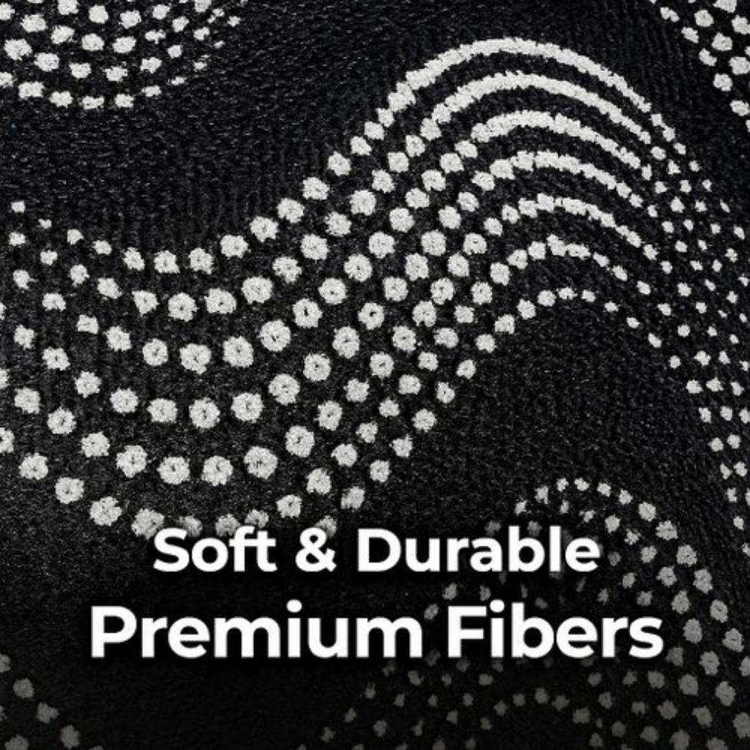 Mac Carpet Luxury 3D Wave Pattern Carpet – Modern Black & White Dotted Design, Soft & Durable Floor Rug for Living Room, Bedroom & Office Décor