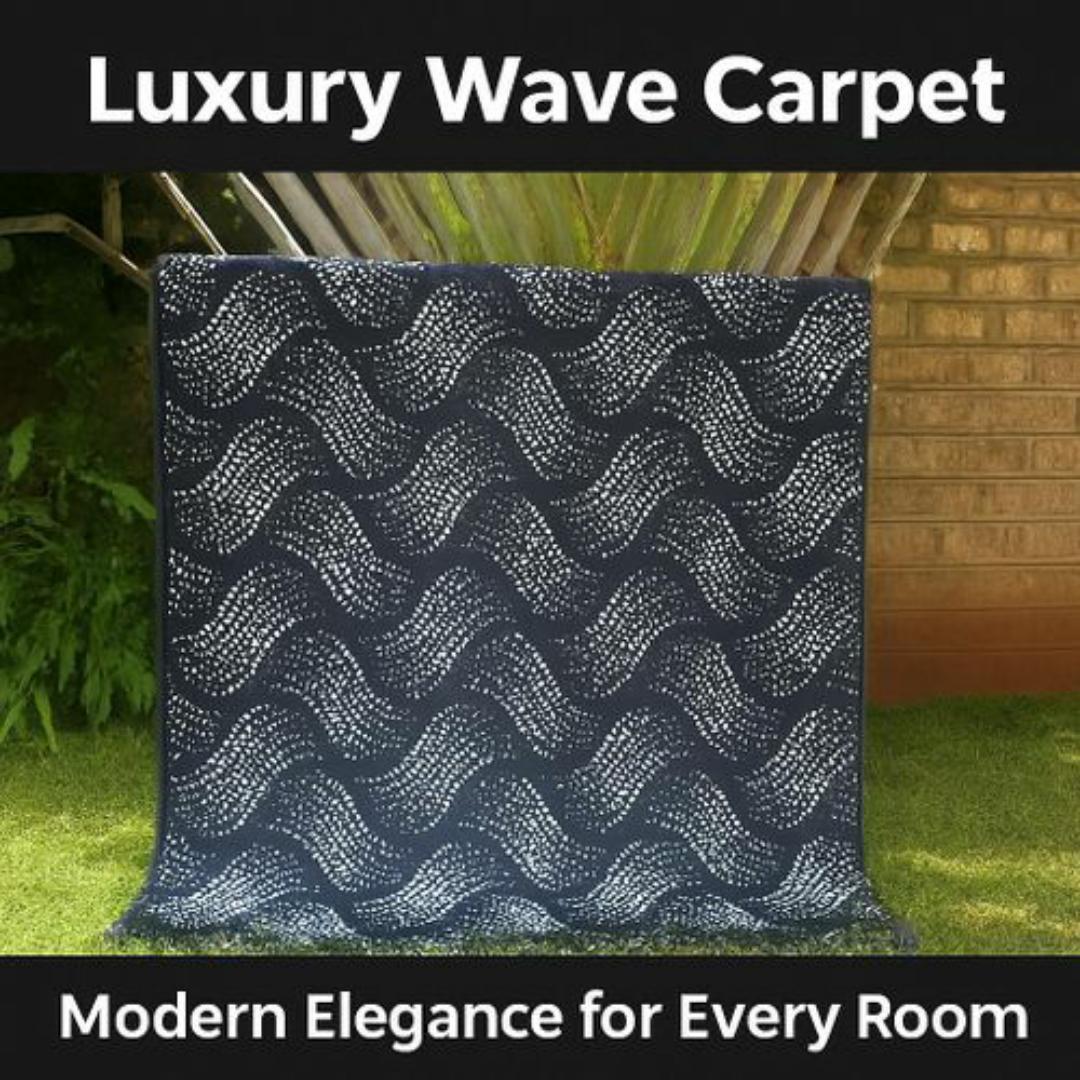 Mac Carpet Luxury 3D Wave Pattern Carpet – Modern Black & White Dotted Design, Soft & Durable Floor Rug for Living Room, Bedroom & Office Décor