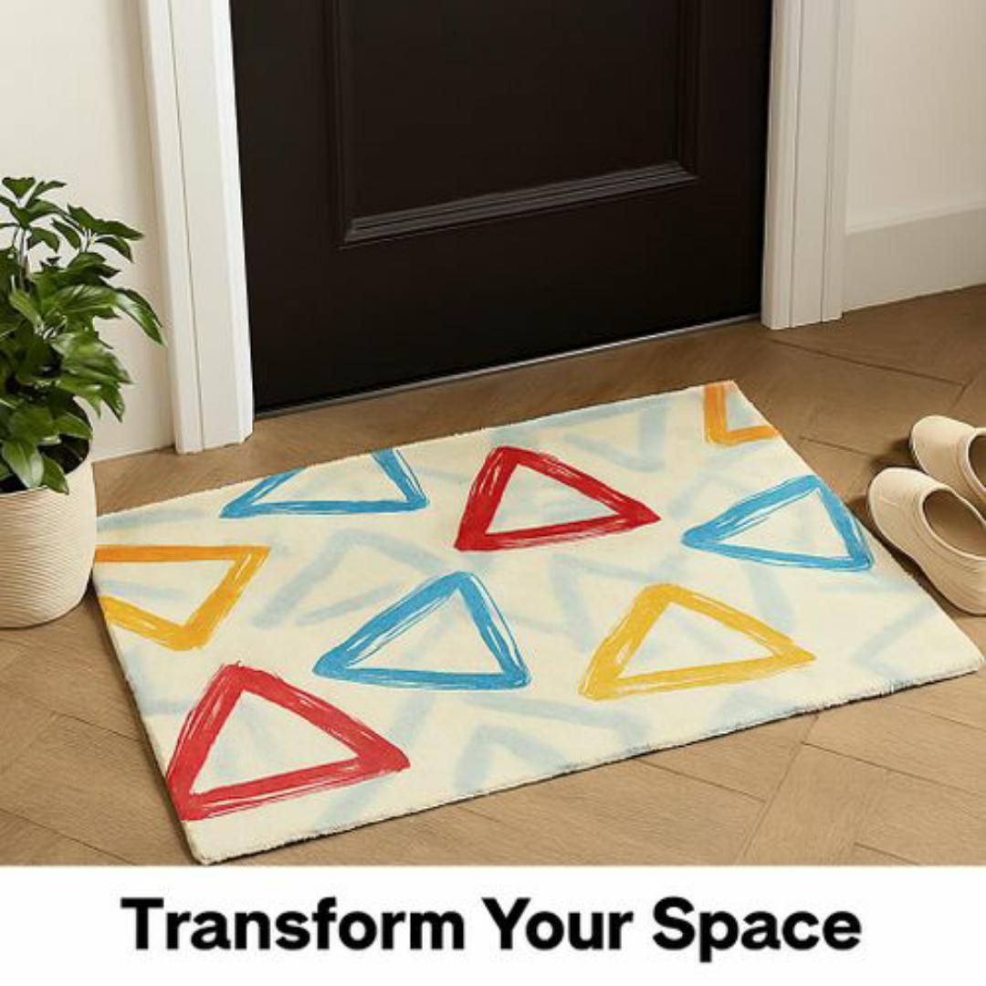 Mac Carpet Modern Geometric Carpet – Colourful Triangle Pattern Rug for Living Room, Bedroom & Office - Soft, Durable & Easy to Clean Carpets Floor Mat & Door Mats