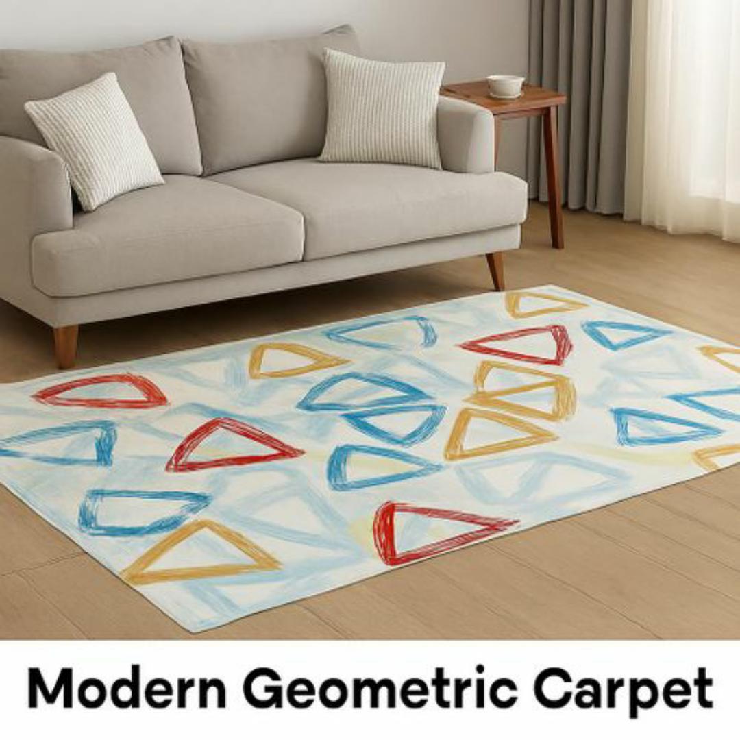 Mac Carpet Modern Geometric Carpet – Colourful Triangle Pattern Rug for Living Room, Bedroom & Office - Soft, Durable & Easy to Clean Carpets Floor Mat & Door Mats