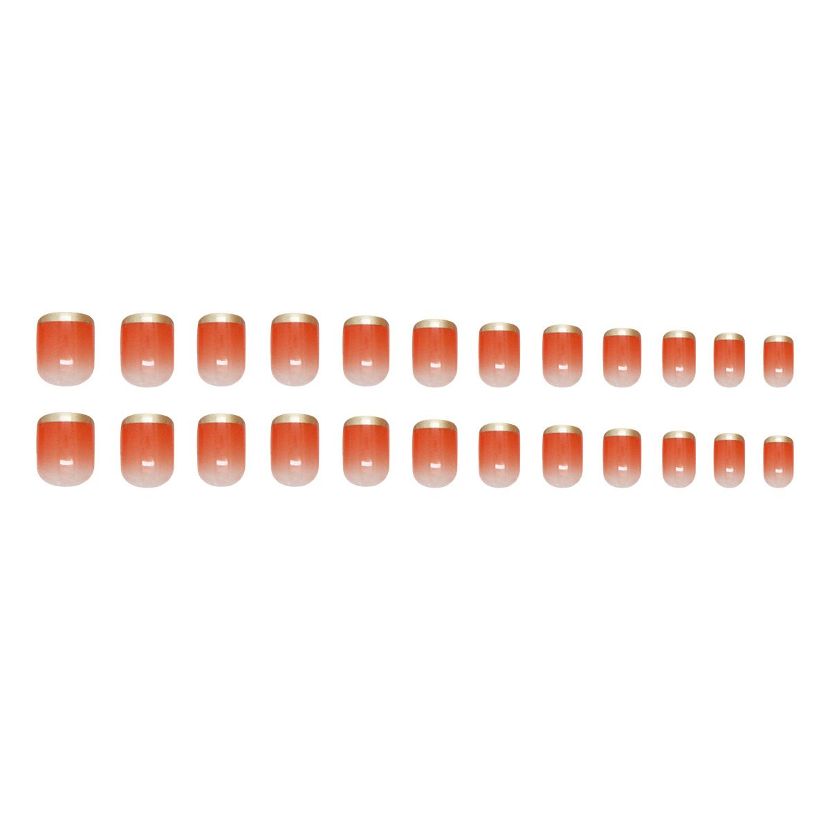 Ms.Miemie 24pcs ABS Press on nails  Gold French Tip Orange Gradient Women view 2
