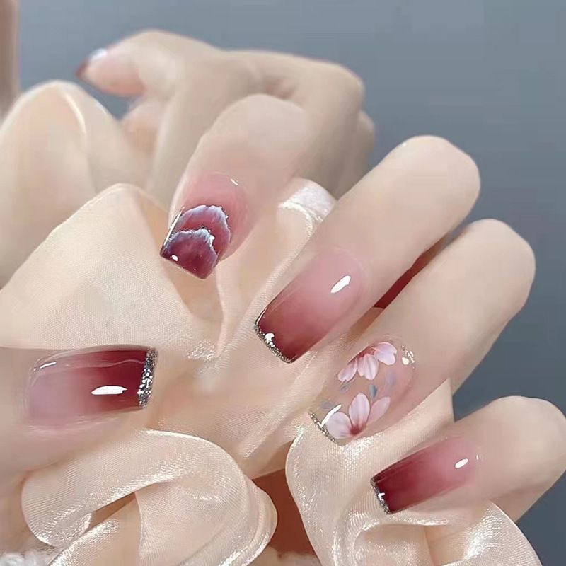 Ms.Miemie 24pcs Fake Nails Reusable Stick On Nails Press on Full Cover False Nail Tips with Jelly Stickers Makeup Accessorise view 3