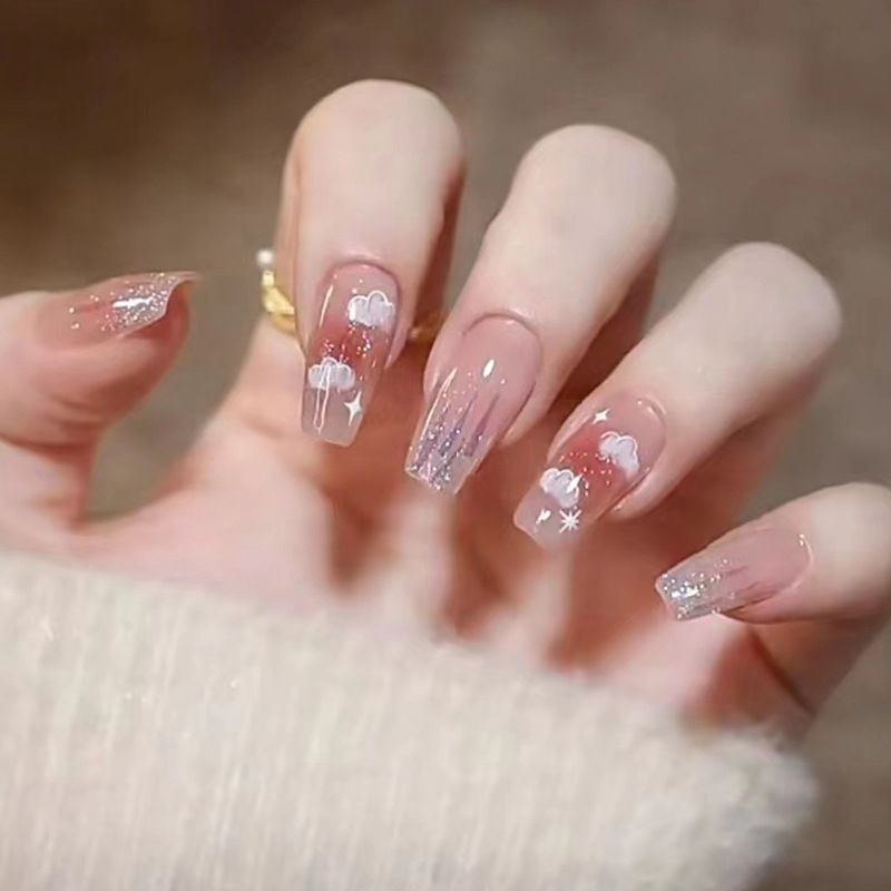 Ms.Miemie 24pcs Fake Nails Reusable Stick On Nails Press on Full Cover False Nail Tips with Jelly Stickers Makeup Accessorise view 5