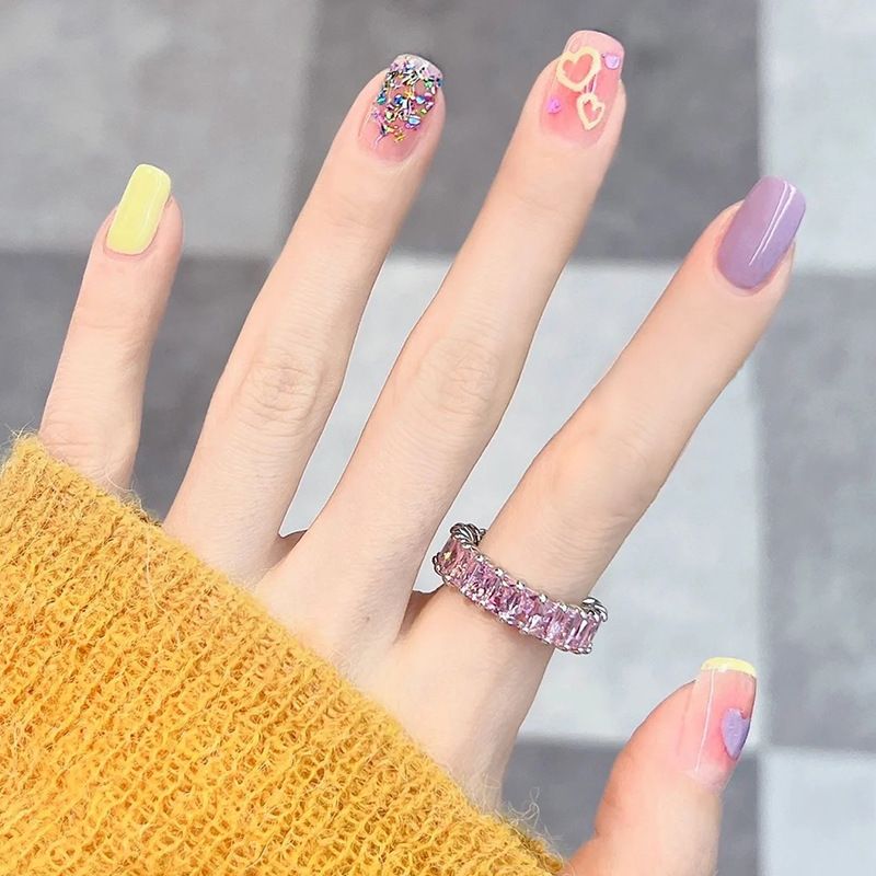 Ms.Miemie 24pcs Fake Nails Reusable Stick On Nails Press on Full Cover False Nail Tips with Jelly Stickers Makeup Accessorise view 4