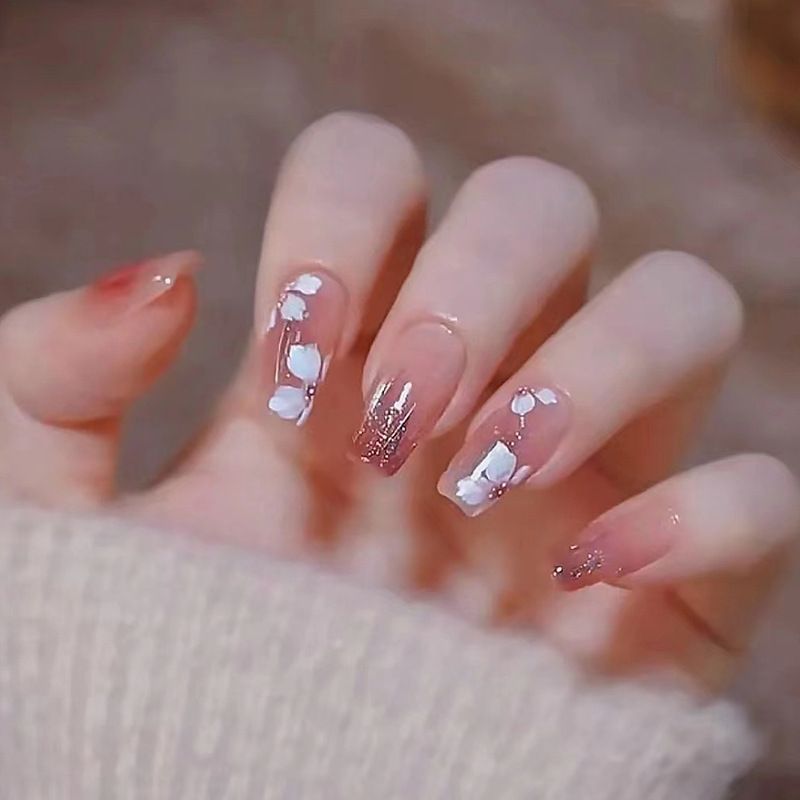 Ms.Miemie 24pcs Fake Nails Reusable Stick On Nails Press on Full Cover False Nail Tips with Jelly Stickers Makeup Accessorise view 2