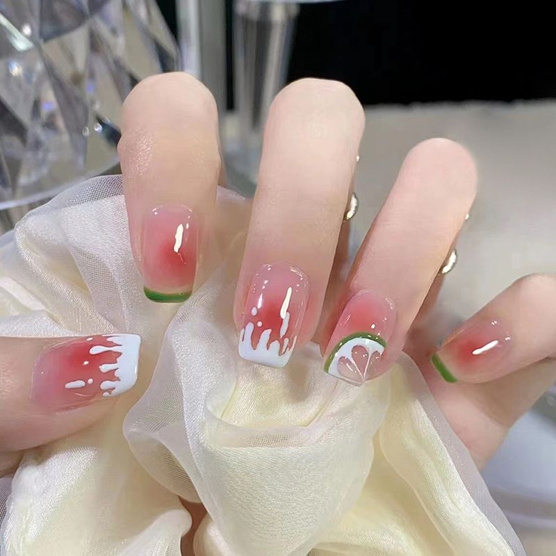 Ms.Miemie 24pcs Fake Nails Reusable Stick On Nails Press on Full Cover False Nail Tips with Jelly Stickers Makeup Accessorise view 5