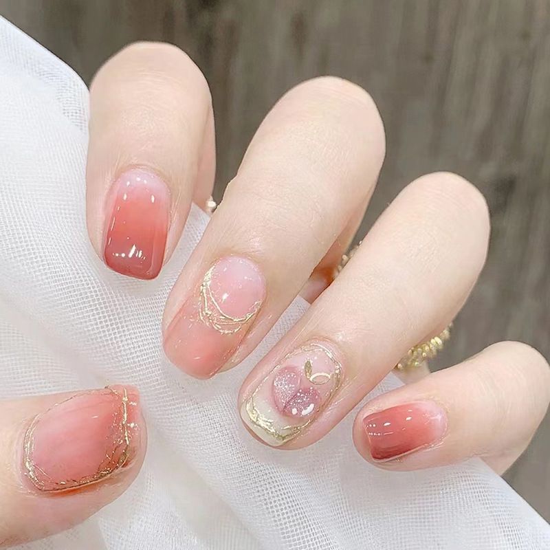 Ms.Miemie 24pcs Fake Nails Reusable Stick On Nails Press on Full Cover False Nail Tips with Jelly Stickers Makeup Accessorise view 3