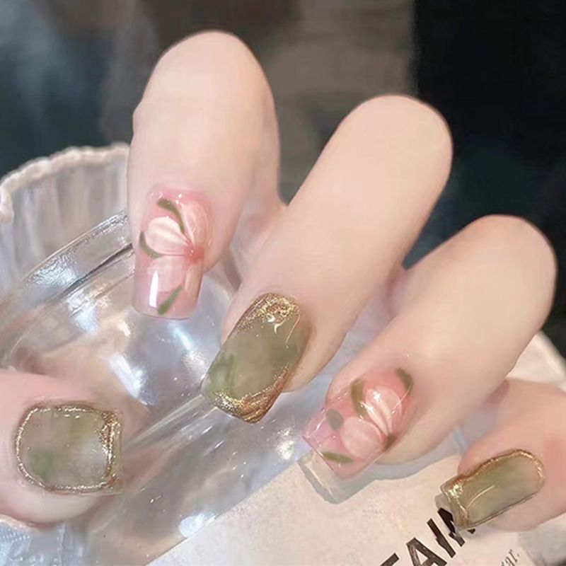 Ms.Miemie 24pcs Fake Nails Reusable Stick On Nails Press on Full Cover False Nail Tips with Jelly Stickers Makeup Accessorise view 2