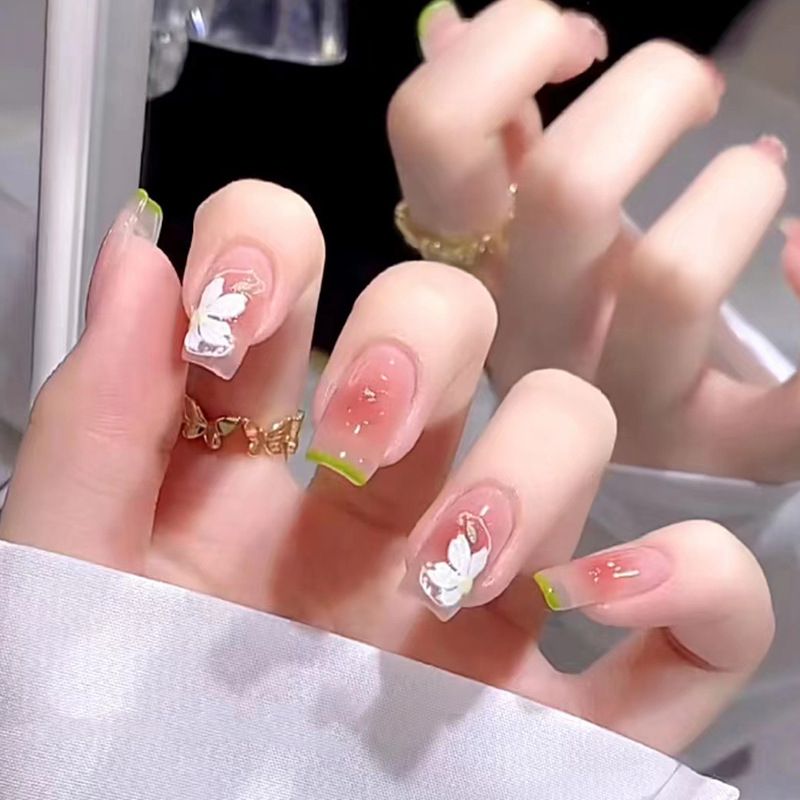 Ms.Miemie 24pcs Fake Nails Reusable Stick On Nails Press on Full Cover False Nail Tips with Jelly Stickers Makeup Accessorise view 2