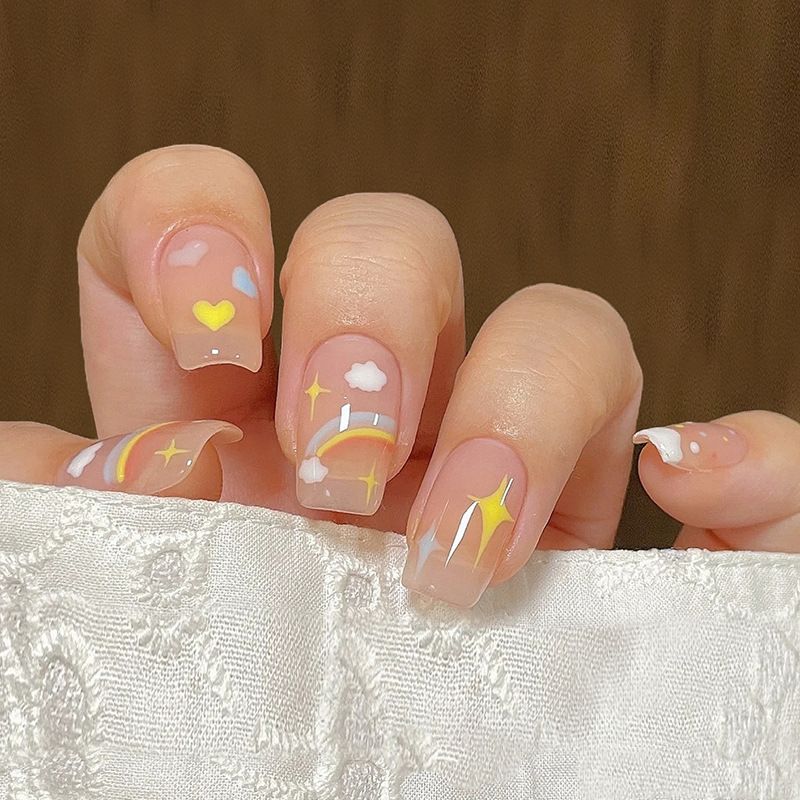 Ms.Miemie 24pcs Fake Nails Reusable Stick On Nails Press on Full Cover False Nail Tips with Jelly Stickers Makeup Accessorise view 5