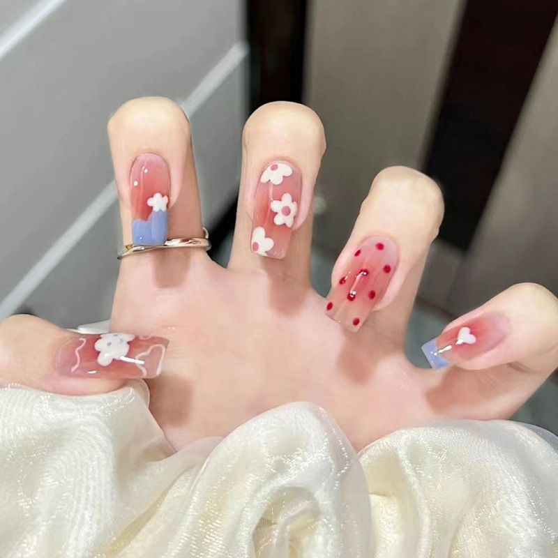 Ms.Miemie 24pcs Fake Nails Reusable Stick On Nails Press on Full Cover False Nail Tips with Jelly Stickers Makeup Accessorise view 5