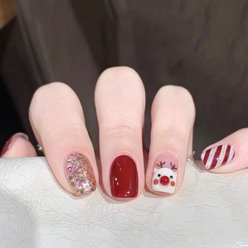 Ms.Miemie 24pcs Fake Nails Reusable Stick On Nails Press on Full Cover False Nail Tips with Jelly Stickers Makeup Accessorise view 5