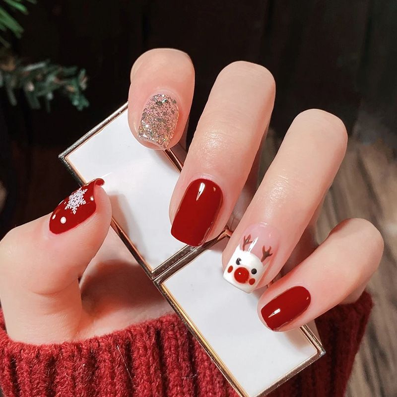 Ms.Miemie 24pcs Fake Nails Reusable Stick On Nails Press on Full Cover False Nail Tips with Jelly Stickers Makeup Accessorise view 4