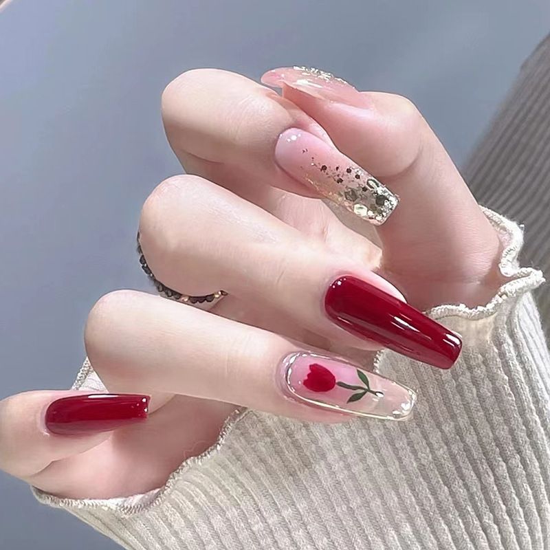 Ms.Miemie 24pcs Fake Nails Reusable Stick On Nails Press on Full Cover False Nail Tips with Jelly Stickers Makeup Accessorise view 2