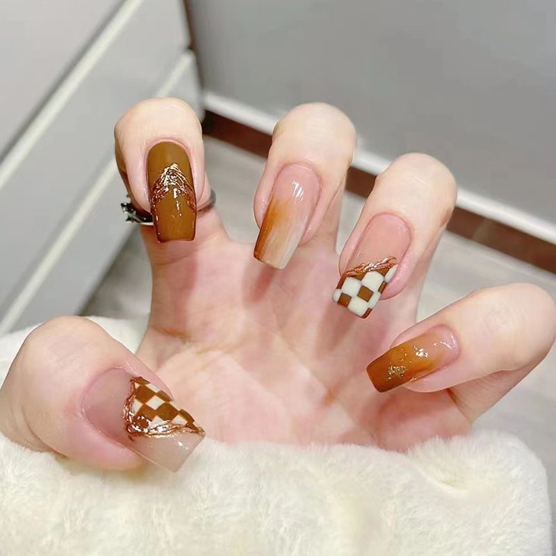 Ms.Miemie 24pcs Fake Nails Reusable Stick On Nails Press on Full Cover False Nail Tips with Jelly Stickers Makeup Accessorise view 5