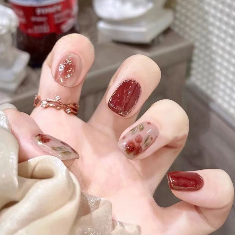 Ms.Miemie 24pcs Fake Nails Reusable Stick On Nails Press on Full Cover False Nail Tips with Jelly Stickers Makeup Accessorise view 3