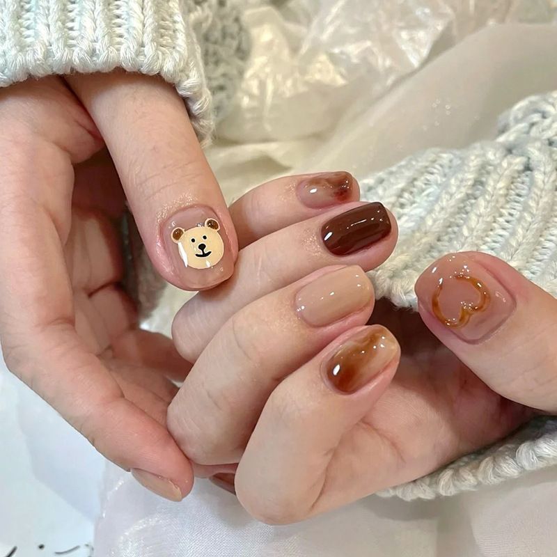 Ms.Miemie 24pcs Fake Nails Reusable Stick On Nails Press on Full Cover False Nail Tips with Jelly Stickers Makeup Accessorise view 2