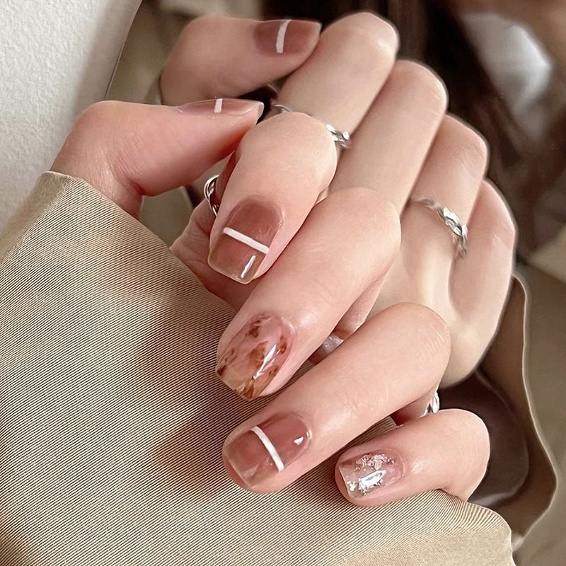 Ms.Miemie 24pcs Fake Nails Reusable Stick On Nails Press on Full Cover False Nail Tips with Jelly Stickers Makeup Accessorise view 2