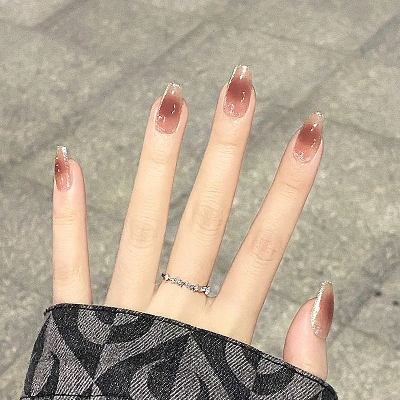 Ms.Miemie 24pcs Fake Nails Reusable Stick On Nails Press on Full Cover False Nail Tips with Jelly Stickers Makeup Accessorise view 4