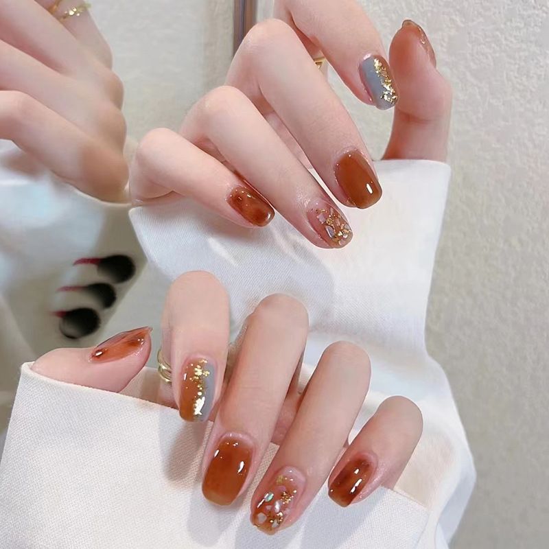 Ms.Miemie 24pcs Fake Nails Reusable Stick On Nails Press on Full Cover False Nail Tips with Jelly Stickers Makeup Accessorise view 3