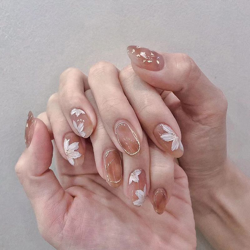 Ms.Miemie 24pcs Fake Nails Reusable Stick On Nails Press on Full Cover False Nail Tips with Jelly Stickers Makeup Accessorise view 4